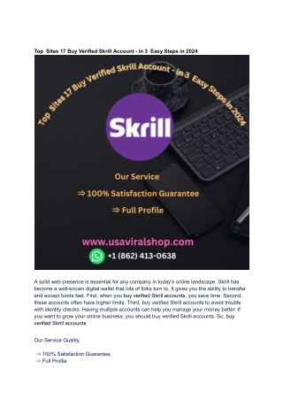 Top  Sites 17 Buy Verified Skrill Account - in 3  Easy Steps in 2024