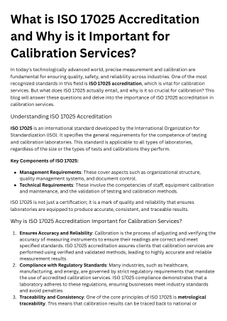 What is ISO 17025 Accreditation and Why is it Important for Calibration Services