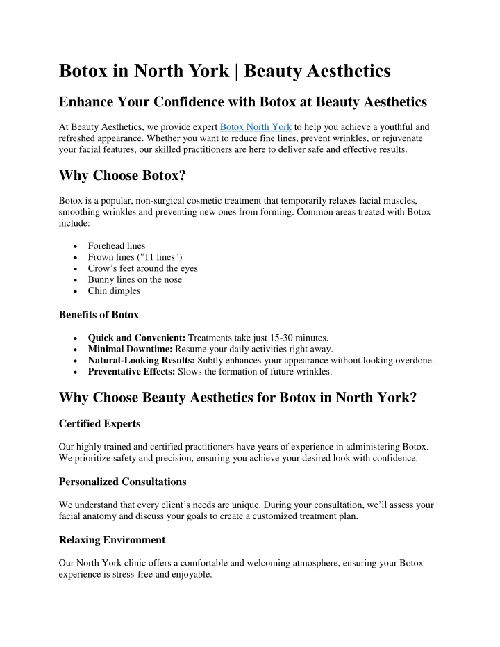 botox in north york beauty aesthetics