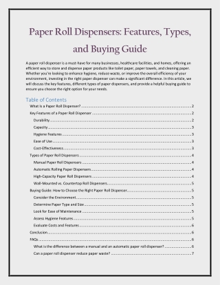 paper roll dispensers features types