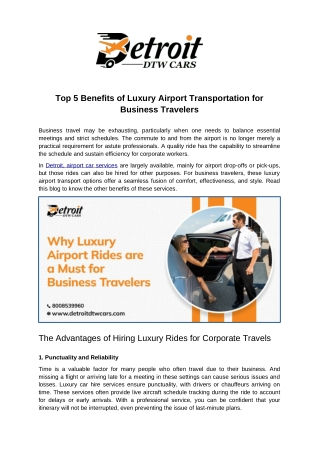 Top 5 Benefits of Luxury Airport Transportation for Business Travelers