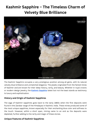 Kashmir Sapphire – The Timeless Charm of Velvety Blue Brilliance