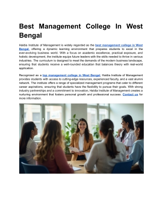 Best Management College In West Bengal