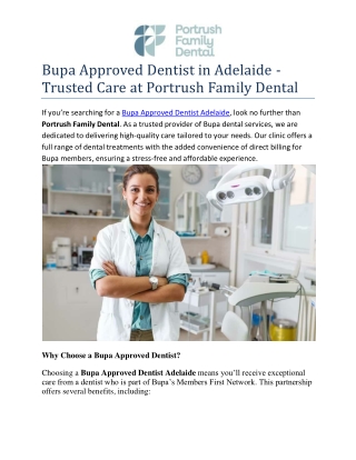 Bupa Approved Dentist in Adelaide - Trusted Care at Portrush Family Dent