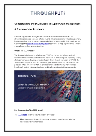 Optimize with the SCOR Model - Throughput Inc.