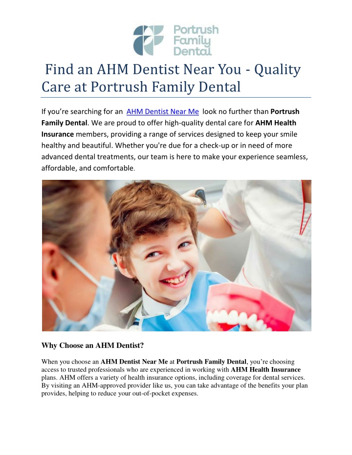 find an ahm dentist near you quality care