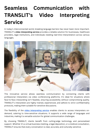 Seamless Communication with TRANSLIT's Video Interpreting Service