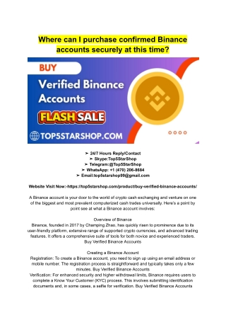 Where can I purchase confirmed Binance accounts securely at this time_