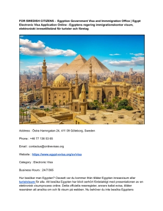 103th FOR SWEDISH CITIZENS -  Egyption Government Visa and Immmigration Office _ Egypt Electronic Visa Application Onlin