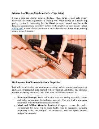 Brisbane Roof Plumber