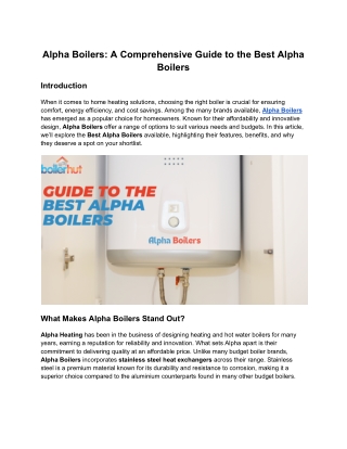 alpha boilers a comprehensive guide to the best