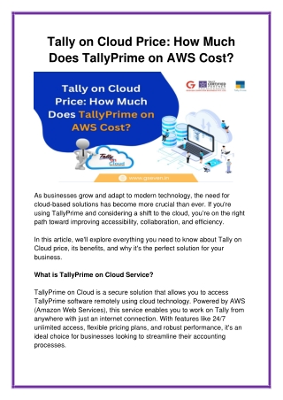 Tally on Cloud Price How Much Does TallyPrime on AWS Cost?