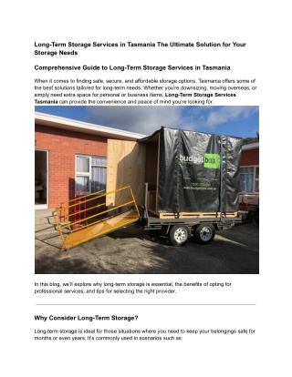 long term storage services in tasmania
