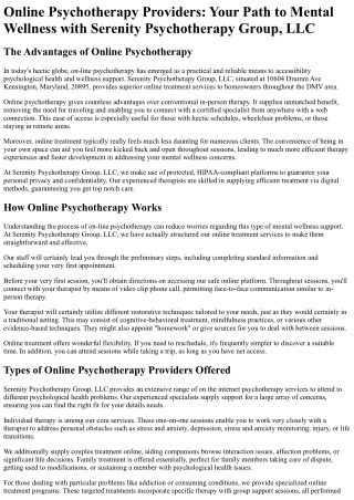 Serenity Psychotherapy Group