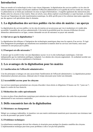 La digitalisation des services publics via les sites de mairies