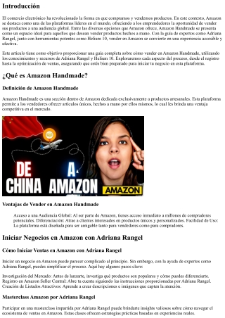 Vende en Amazon Handmade con la Ayuda de Adriana Rangel y Helium 10
