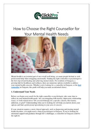 how to choose the right counsellor for your