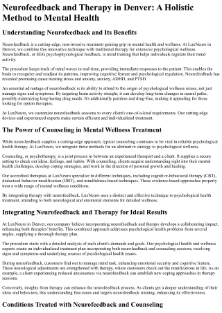 neurofeedback and therapy in denver a holistic