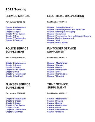2012 Harley Davidson Touring Service Repair Manual Instant Download