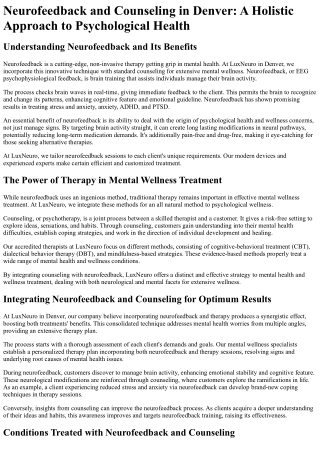 neurofeedback and counseling in denver a holistic