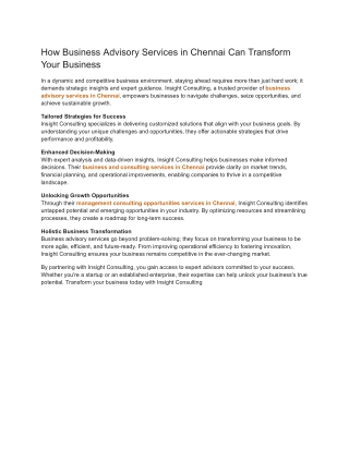how business advisory services in chennai