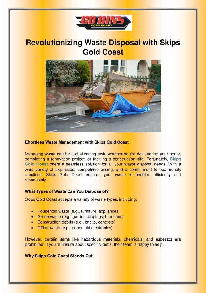 revolutionizing waste disposal with skips gold