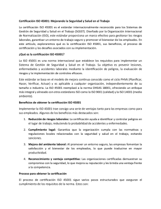 Certificación ISO 45001