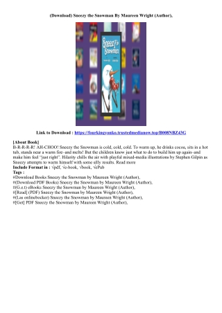 [Download] Sneezy the Snowman By Maureen Wright (Author),