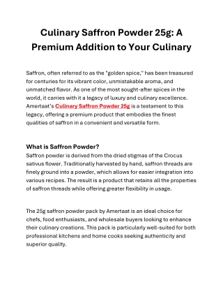 Culinary Excellence with Amertaat’s Saffron Powder 25g