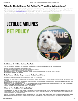 What Is The JetBlue's Pet Policy For Travelling With Animals?