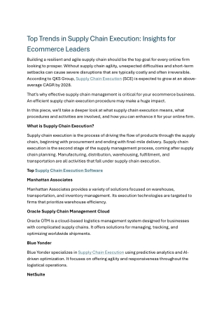 top trends in supply chain execution insights