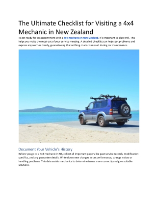 The Ultimate Checklist for Visiting a 4x4 Mechanic in New Zealand