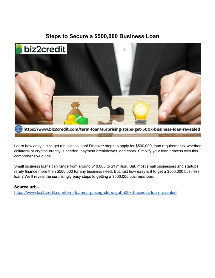 steps to secure a 500 000 business loan