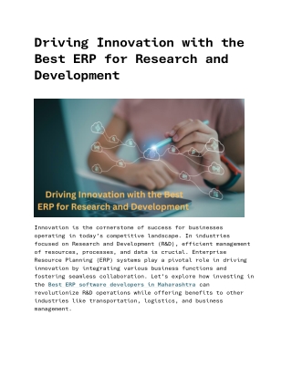 driving innovation with the best erp for research