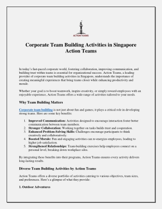 Corporate Team Building Activities in Singapore