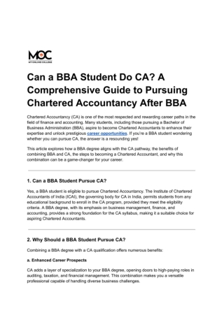 Can a BBA Student Do CA? in 2025