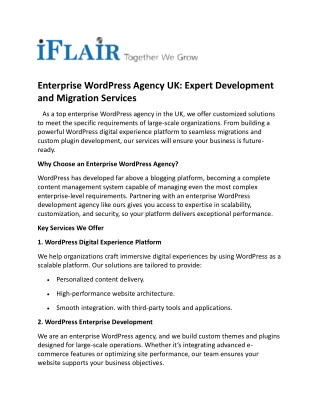 enterprise wordpress agency uk expert development