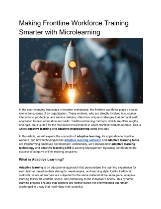 making frontline workforce training smarter with