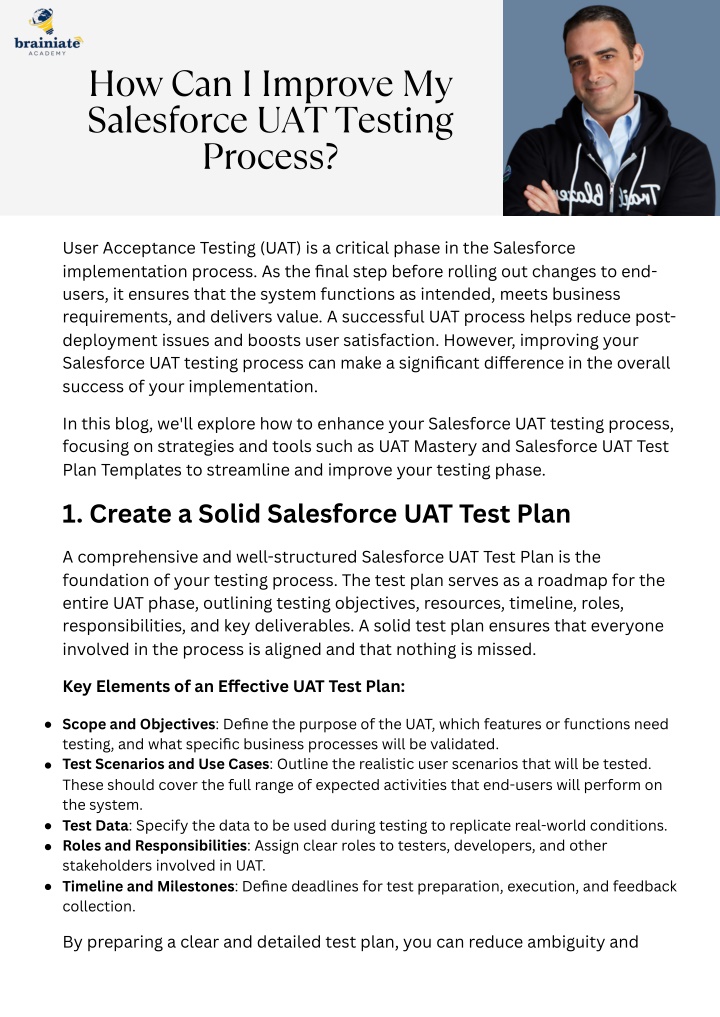 how can i improve my salesforce uat testing