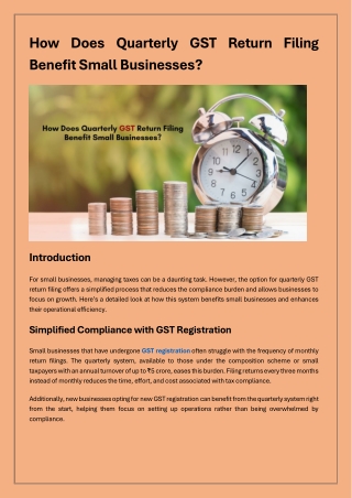 how does quarterly gst return filing benefit