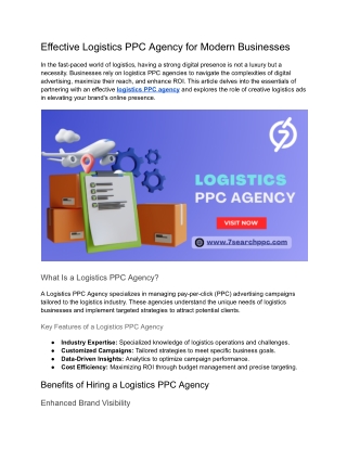 Effective Logistics PPC Agency for Modern Businesses