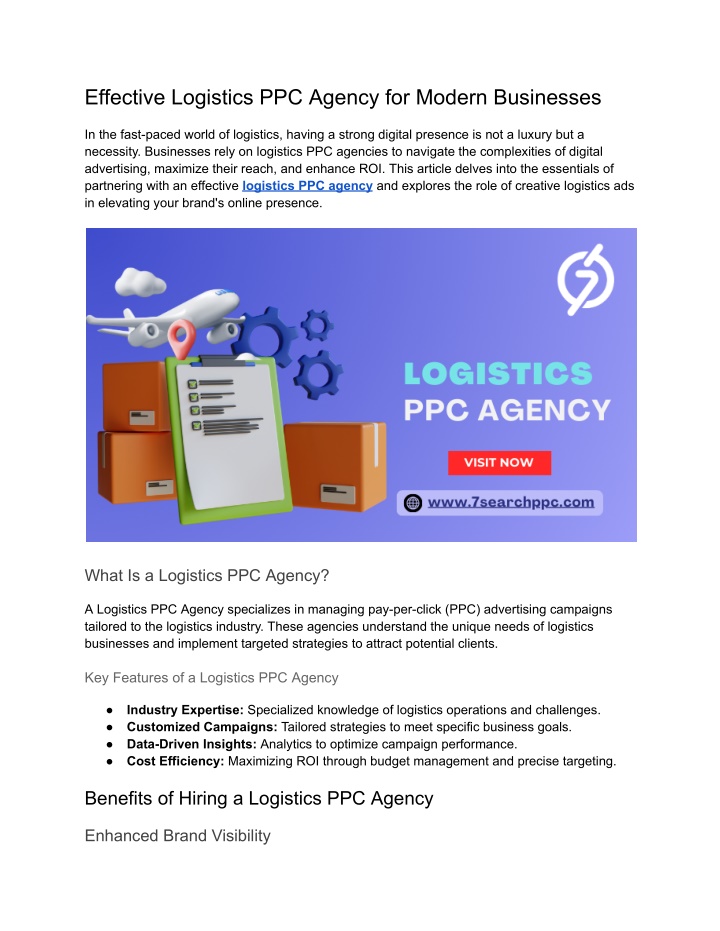 effective logistics ppc agency for modern