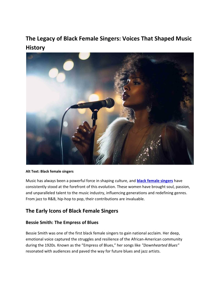 the legacy of black female singers voices that