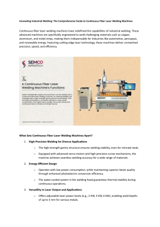 Innovating Industrial Welding The Comprehensive Guide to Continuous Fiber Laser Welding Machines