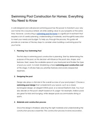 Swimming Pool Construction for Homes_ Everything You Need to Know
