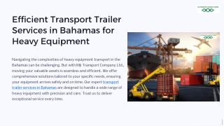 Efficient Transport Trailer Services in Bahamas for Heavy Equipment