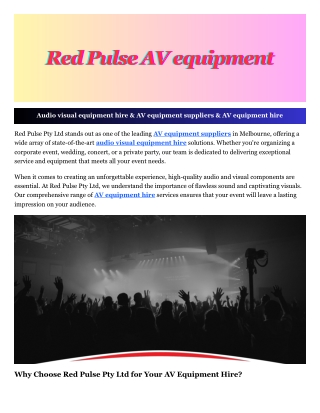 AV equipment hire