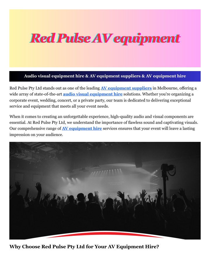 red pulse av equipment red pulse av equipment