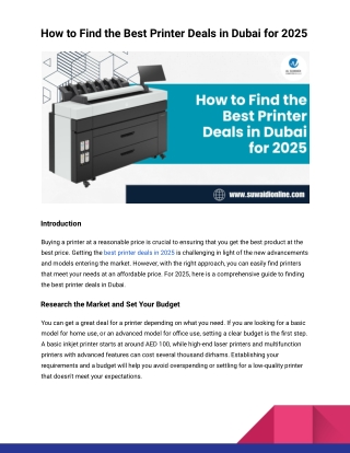 How to Find the Best Printer Deals in Dubai for 2025