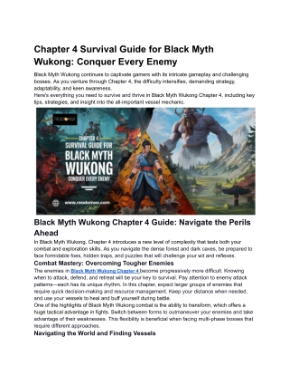 Chapter 4 Survival Guide for Black Myth Wukong Conquer Every Enemy